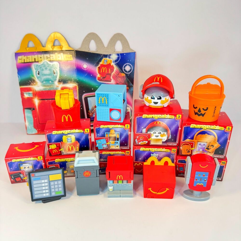 2026 McDonalds Set of 9 Changeables Happy Meal Toys and Box | Retro Throwback